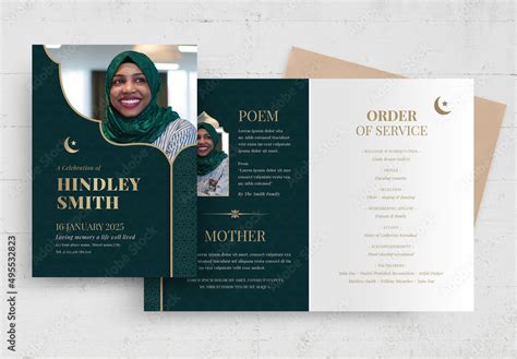 Muslim Islamic Funeral Program Obituary Flyer Poster Stock Template ...