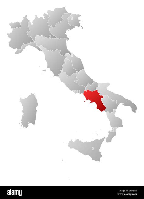 Political Map Of Italy With The Several Regions Where Campania Is