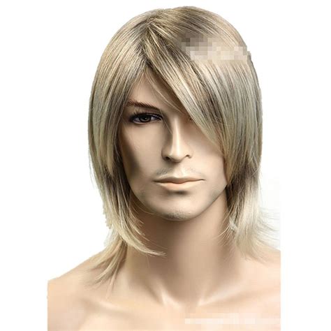 Mzcurse Mens Blonde Gold Mixed Short Cosplay Party Hair Wig Wig Hairstyles Hair Wigs For Men