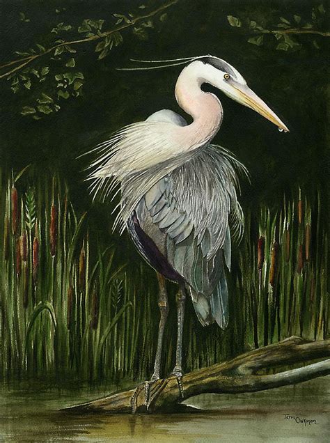 Heron Painting - Heron Fine Art Greens, contrast | Heron art, Heron ...