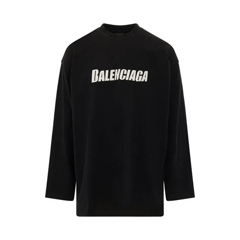 Long Sleeves Oversized T Shirt In Blackwhite