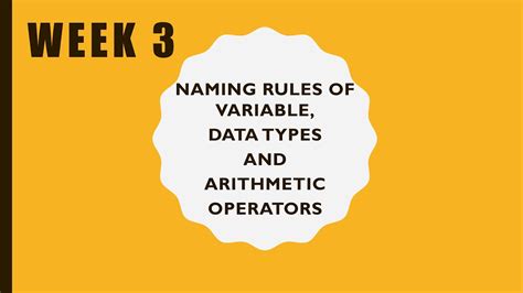 Naming Rules Of Variable In C Data Types Arithmetic Operators C