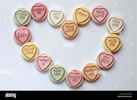 Sweetheart Sweet Heart Love Heart Sweets With Messages Arranged In A