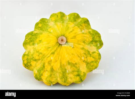 Yellow Green Pattypan Squash On White Background Stock Photo Alamy