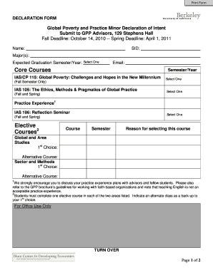 Fillable Online Iastp Berkeley Gpp Minor Declaration Form Iastp