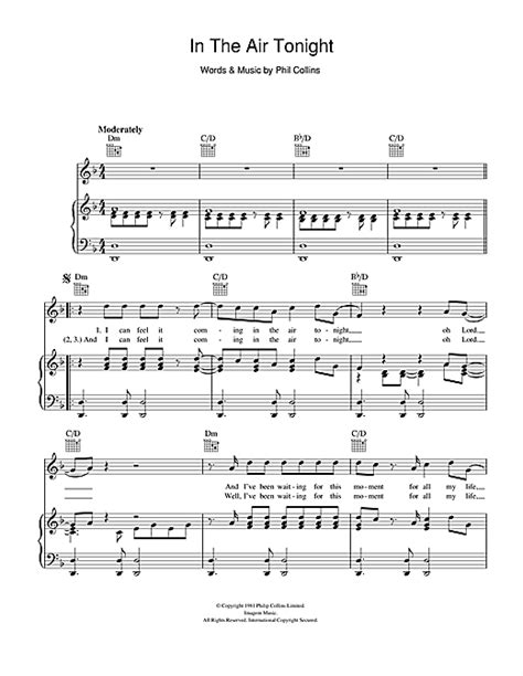 Phil Collins: In The Air Tonight Digital Sheet Music by Phil Collins | Piano songs sheet music ...