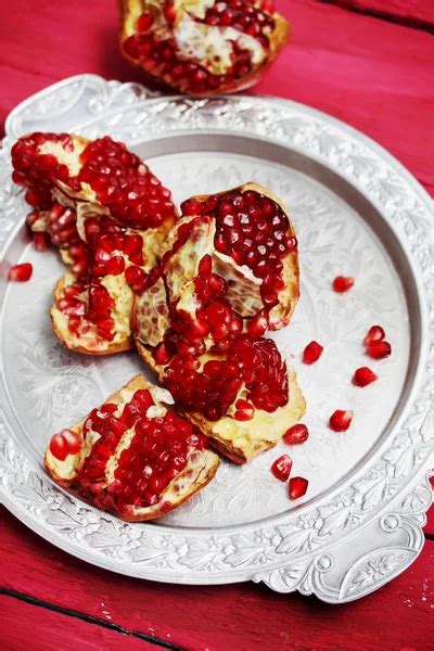 Ripe Juicy Pomegranate Broken Down Into Parts Stock Image Everypixel