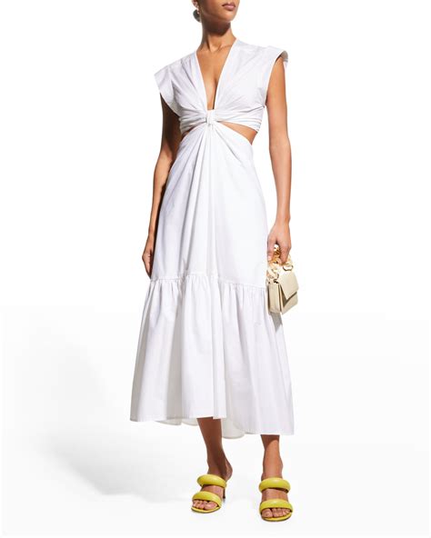 White V Neckline Dress Neiman Marcus