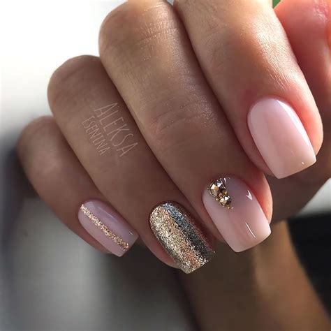 Pink With Gold Glitter Nail Designs