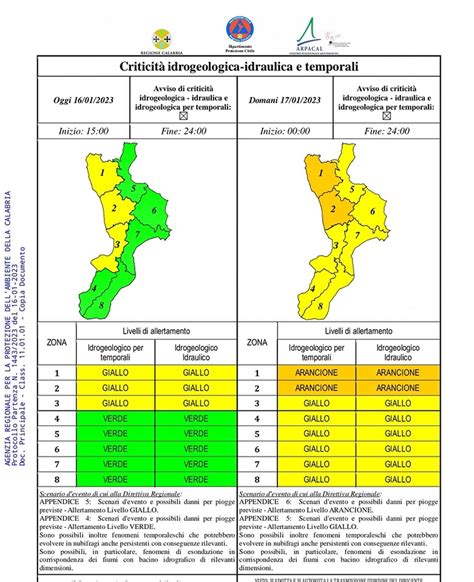 Allerta Meteo Arancione A Cosenza E Sul Tirreno Cosentino Gialla Nel