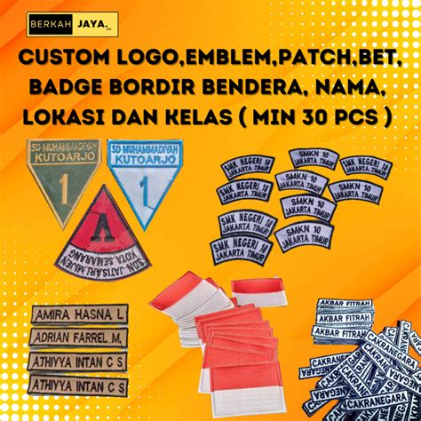 Jual Custom Logo Patch Bet Bed Badge Bordir Nama Kelas Lokasi