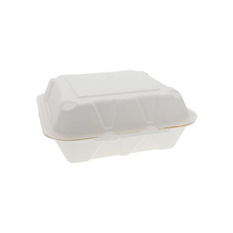 9 X 9 X 3 PFAS Free Compostable Fiber Blend Hinged Lid Container