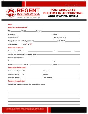 Fillable Online Regent Ac REGENT 2020 PGDA APPLICATION FORM Fax Email