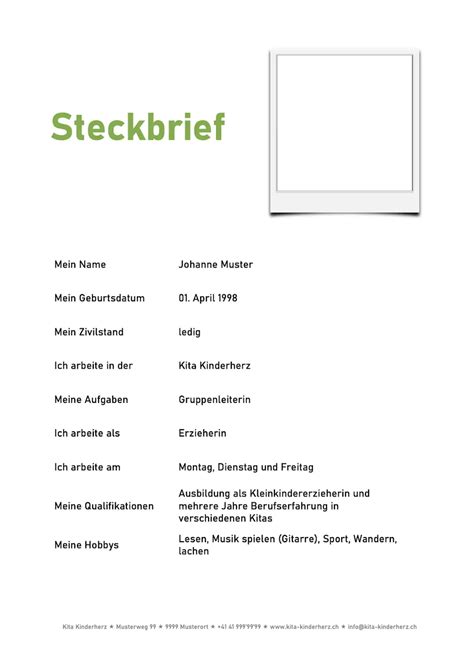 Gratis Steckbrief Vorlagen Für Word And Pdf