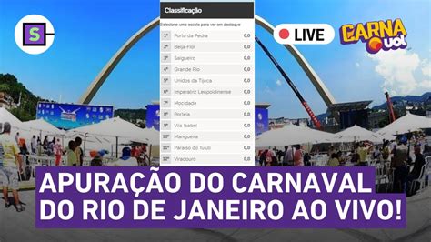 Apuração Carnaval RJ AO VIVO veja as notas e a campeã das escolas de