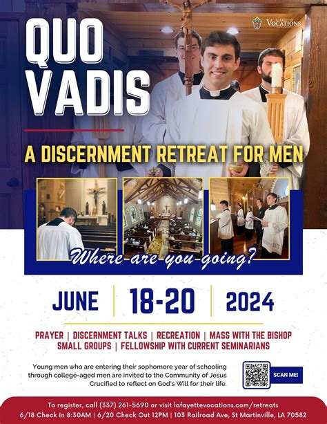 Come And See Vocations Retreats Upcoming Events — Lafayette Vocations