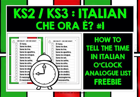 Italian Telling The Time Oclock List Freebie Teaching Resources