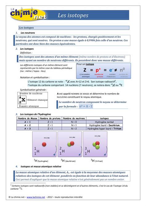 Pdf Les Isotopes Lachimie Net Mais Ayant Un Nombre De Neutrons