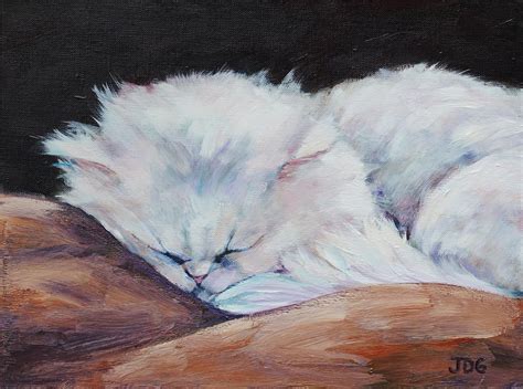 White Persian Cat By Julie Dalton Gourgues Cat Portrait Painting