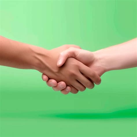 Premium Photo Two People Shaking Hands With A Green Background