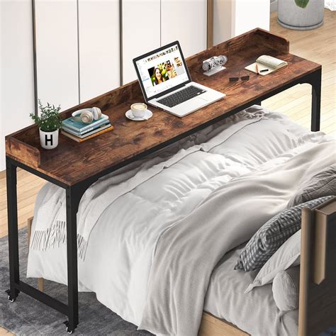 Buy Tribesigns Overbed Table with Wheels, Queen Size Mobile Computer Desk Standing Workstation ...