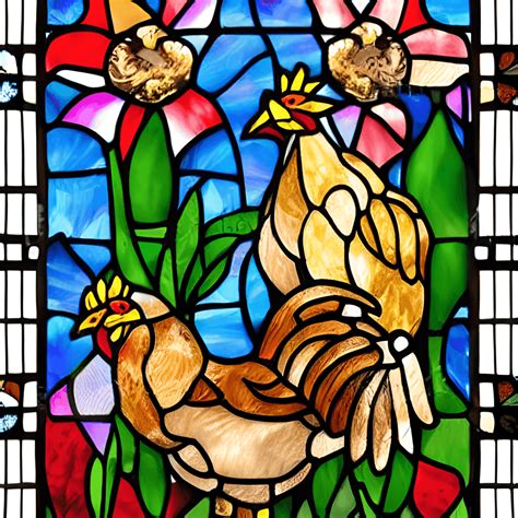 Chicken Stained Glass Pattern · Creative Fabrica