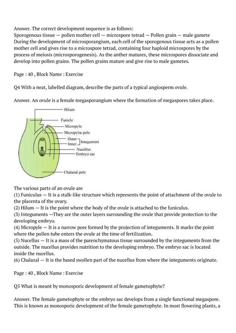 Ncert Solutions For Class 12 Biology Chapter 2 Sexual Reproduction In Flowering Plants Class