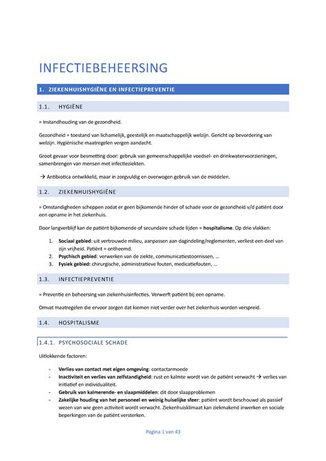 Samenvatting Infectiebeheersing Infectiebeheersing