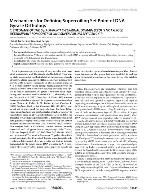 Pdf Mechanisms For Defining Supercoiling Set Point Of Dna Gyrase