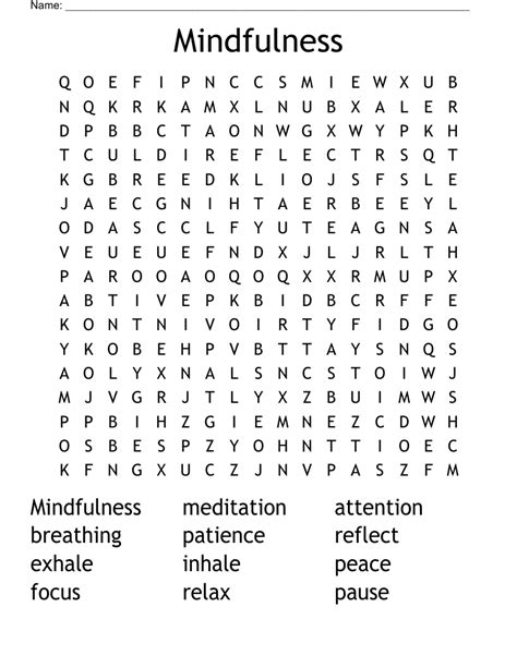 Mindfulness Word Search Wordmint