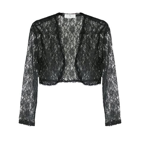 Luxury Divas Black Long Sleeve Lace Bolero Dressy Shrug Jacket Size Xxx Large