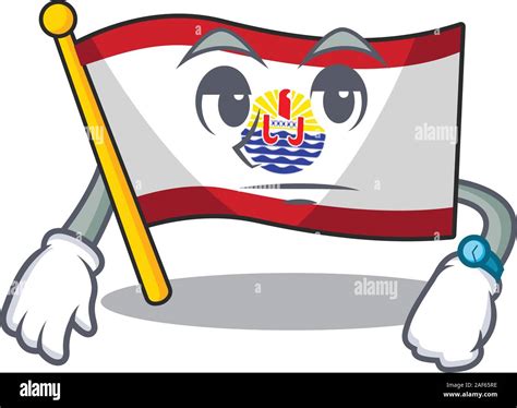 Waiting Gesture Flag French Polynesia Scroll On Cartoon Character