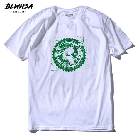 Blwhsa Bull Head Printed T Shirts Men Casual Short Sleeve 100 Cotton