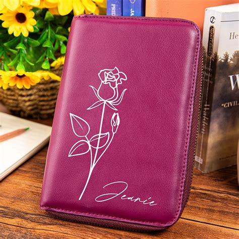 Organiseur personnalisé de journal de voyage en cuir avec fleur de