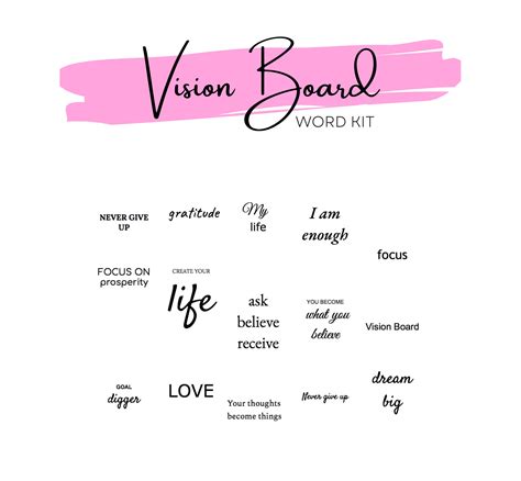 Vision Board Printable Inspirational Quotes And Words Vision Board Kit