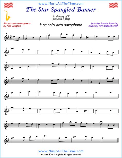 The Star Spangled Banner Alto Saxophone Sheet Music