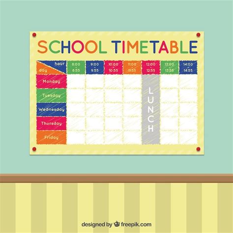 Premium Vector Colorful School Timetable On A Wall