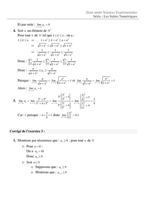 Suites Numériques Corrigé Série Dexercices 1 Alloschool