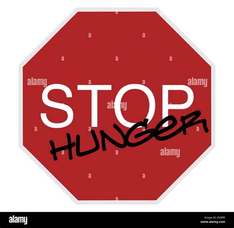 Stop Sign Stop Hunger White On Red Isolated On White Stock Photo Alamy