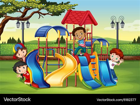 Children Playing In Playground Royalty Free Vector Image