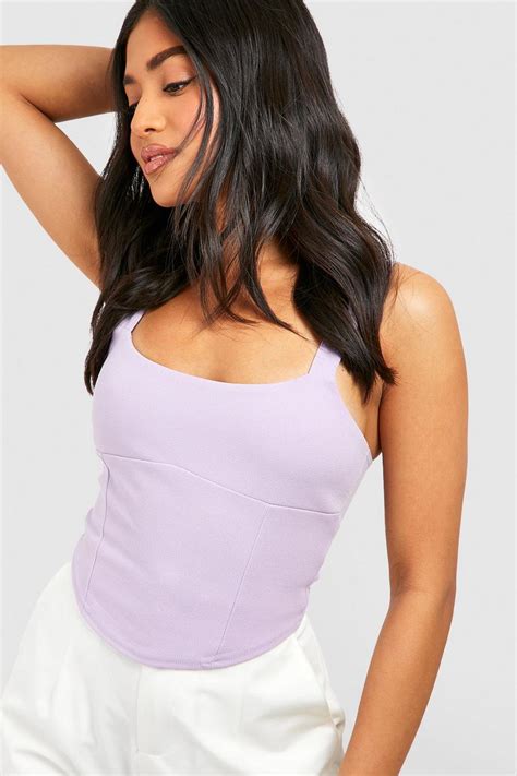 Petite Strappy Scuba Corset Boohoo Usa