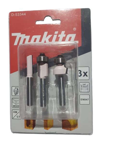 Juego Kit Set de Fresas para Madera Makita D 53344 Vástago 1 4 para