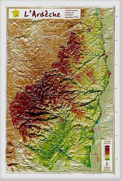 Carte En Relief De Lardèche 07 Georelief