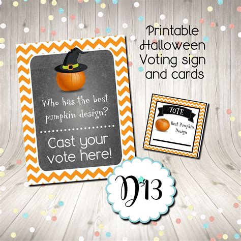 Pumpkin Carving Contest Voting Cards And Sign Digital Etsy