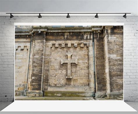 Laeacco Old Stone Brick Wall Cross Pattern Photography Backdrops Vinyl