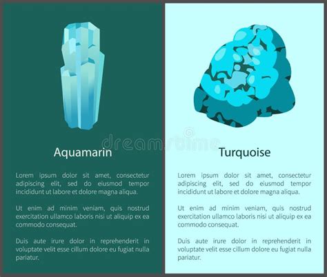 Aquamarine and Turquoise Blue Minerals Posters Set Stock Vector ...