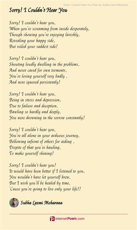 Sorry I Couldnt Hear You Poem By Subha Laxmi Moharana