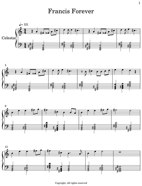 Francis Forever Sheet Music For Celesta