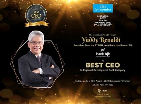 Dirut Bank Bjb Yuddy Renaldi Raih Indonesia Best CEO Awards 2022