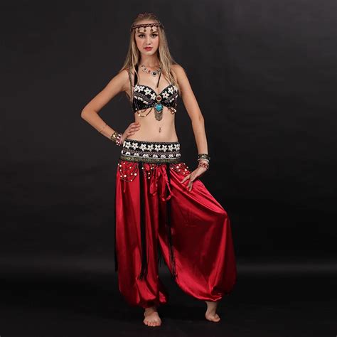 Size S Xl Belly Dancing Clothes Tribal 2pcs Set Coins Bra Tassel Hip